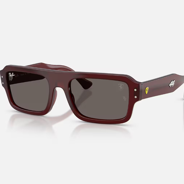 Ray Ban Men Rectangle Frame Red Sunglasses