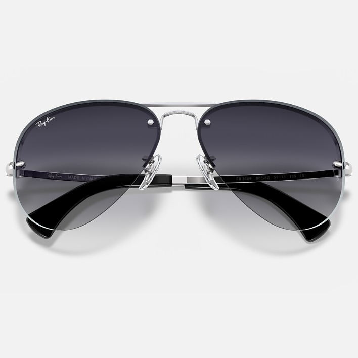 Ray Ban Men Pilot Frame Polished Shiny Silver Sunglasses