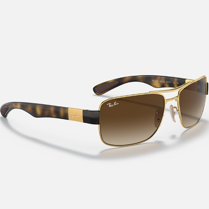 Ray Ban Men Square Frame Glitter Gold Sunglasses