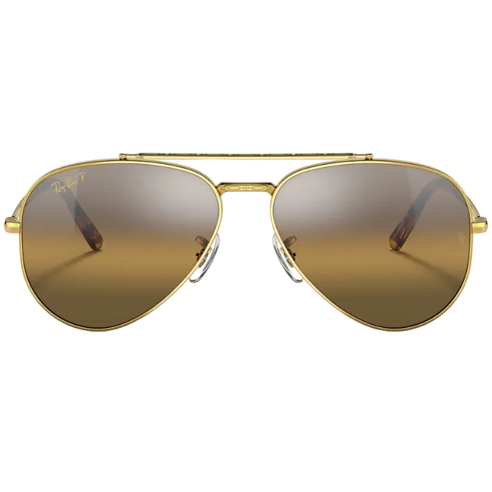 Ray Ban Men Pilot Frame Shiny Matte Polished Gold Sunglasses
