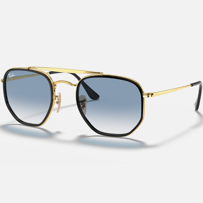 Ray Ban Men Irregular Frame Shiny Metallic Gold Sunglasses