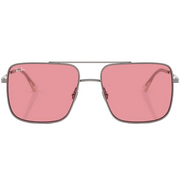 Ray Ban Men Square Frame Shiny Metallic Gunmetal Sunglasses