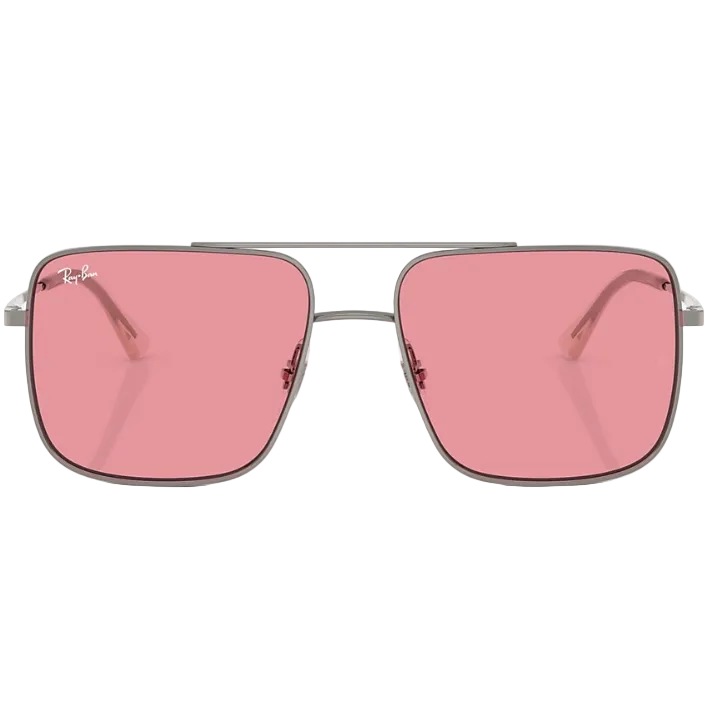 Ray Ban Men Square Frame Shiny Metallic Gunmetal Sunglasses