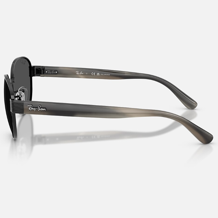 Ray Ban Men Square Frame Shiny Coal Black Sunglasses