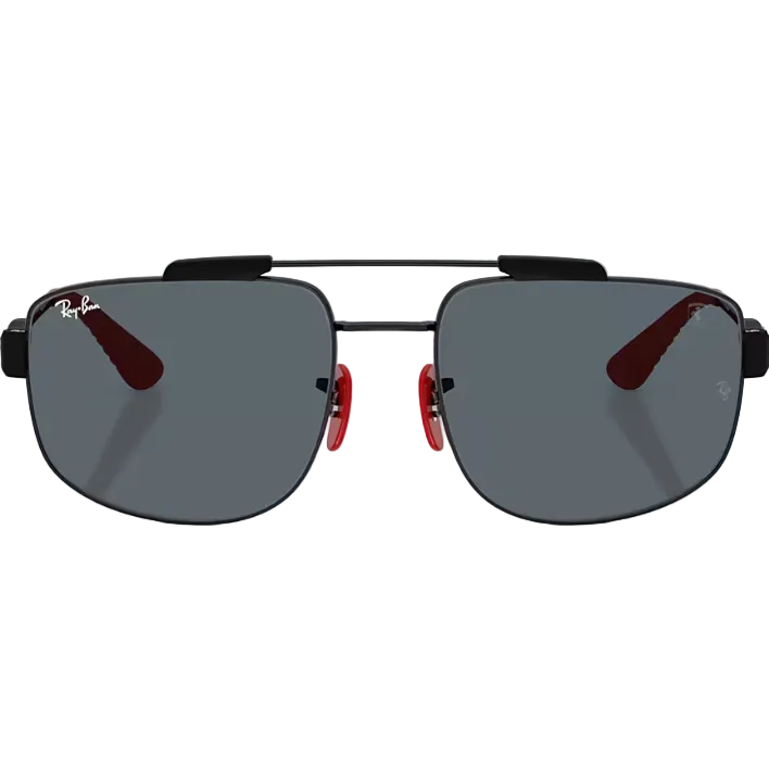 Ray Ban Men Square Frame Polished Red Sunglasses