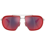 Ray Ban Women Irregular Frame Polished Silver Sunglasses