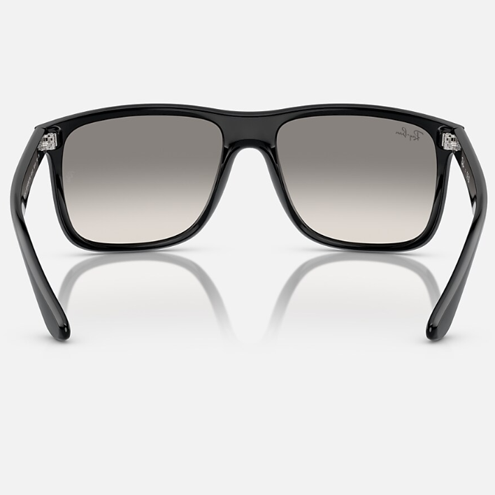 Ray Ban Men Square Frame Shiny Dusty Black Sunglasses