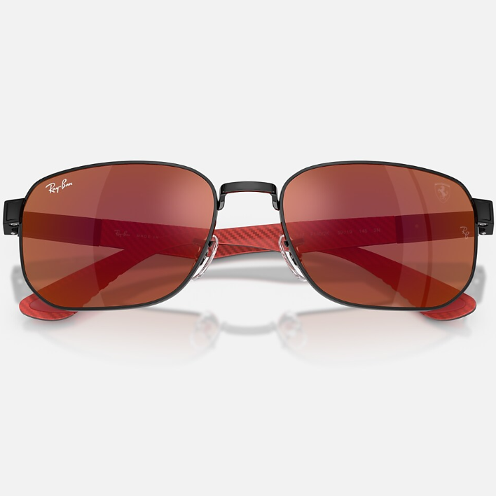 Ray Ban Men Irregular Frame Polished Red Sunglasses