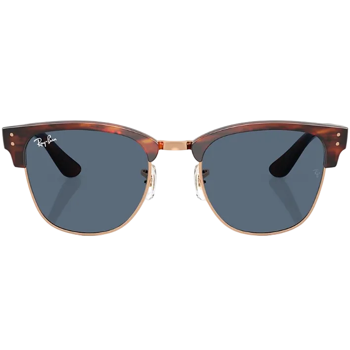 Ray Ban Men Square Frame Polished Striped Havana On Rose Gold Sunglasse
