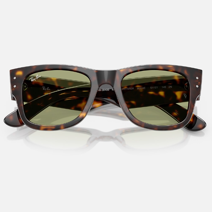 Ray Ban Men Square Frame Shiny Polished Havana Sunglasses