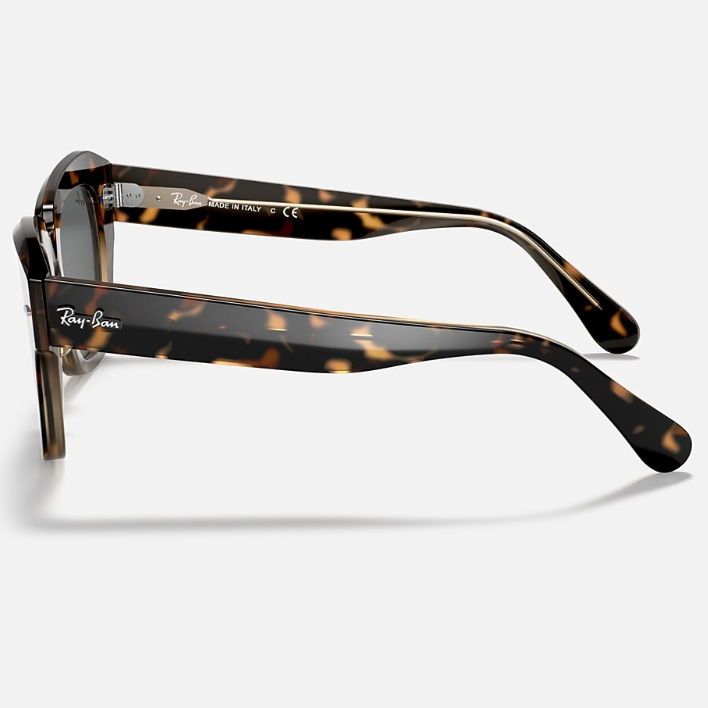 Ray Ban Men Square Frame Polished Havana On Transparent Brown Sunglasses