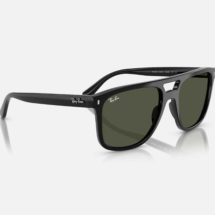 Ray Ban Men Sqaure Frame Shiny Dusty Black Sunglasses