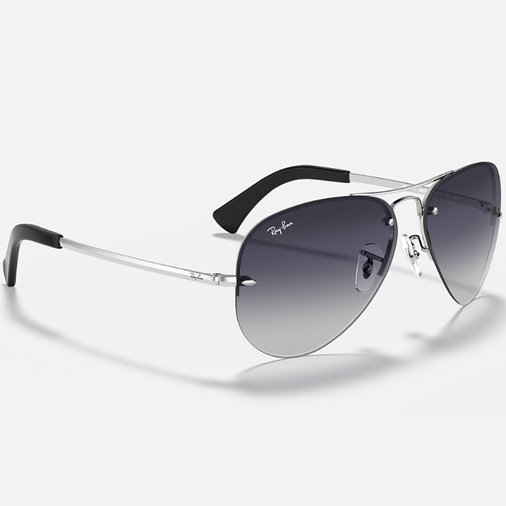 Ray Ban Men Pilot Frame Polished Shiny Silver Sunglasses