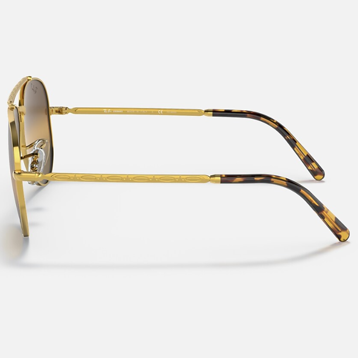 Ray Ban Men Pilot Frame Shiny Matte Polished Gold Sunglasses