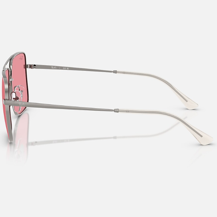 Ray Ban Men Square Frame Shiny Metallic Gunmetal Sunglasses