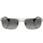 Ray Ban Men Irregular Frame Shiny Silver Sunglasses