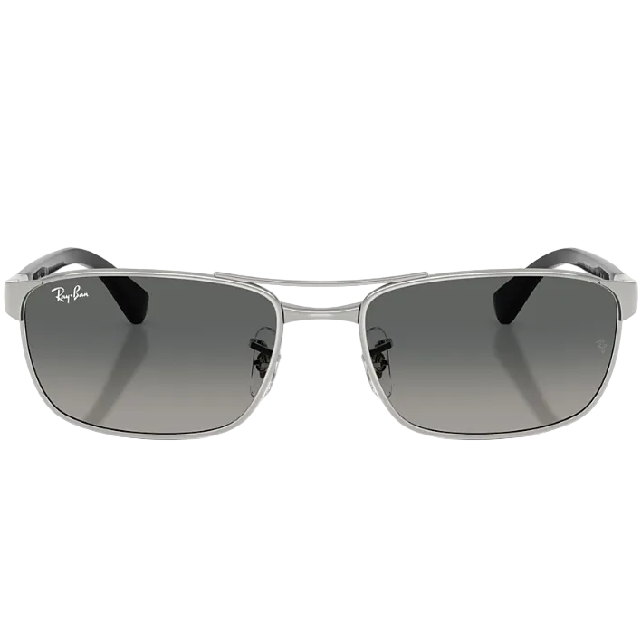 Ray Ban Men Irregular Frame Shiny Silver Sunglasses
