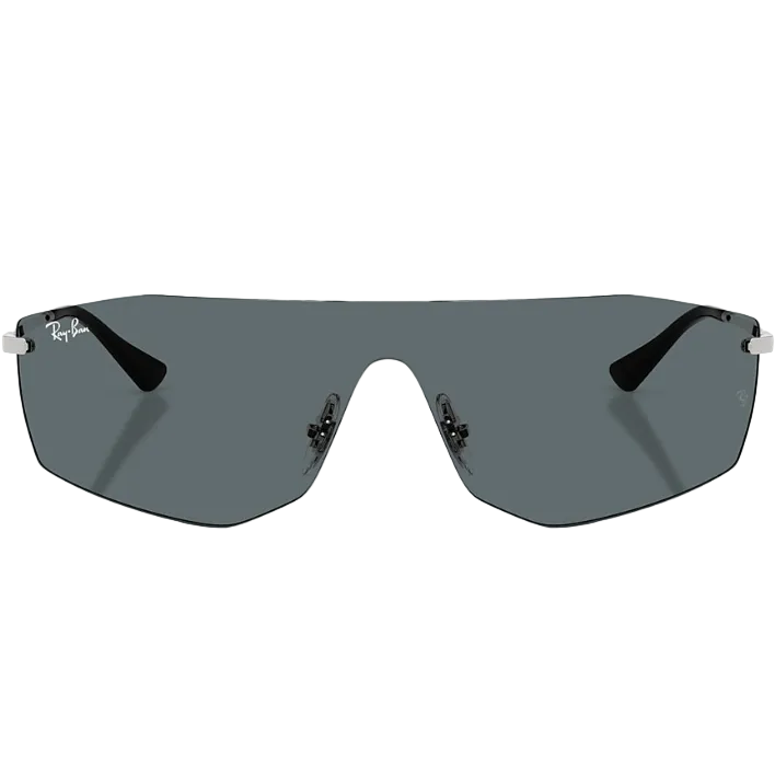 Ray Ban Men Irregular Frame Polished Silver Sunglasses