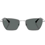 Ray Ban Women Irregular Frame Polished Shiny Silver Sunglasses