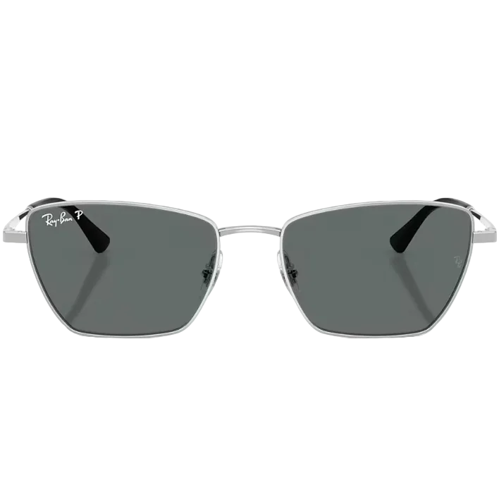 Ray Ban Women Irregular Frame Polished Shiny Silver Sunglasses