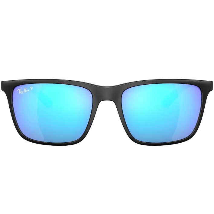 Ray Ban Men Rectangle Frame Polished Matte Black Sunglasses