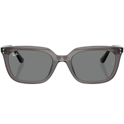 Ray Ban Men Square Frame Polished Transparent Lead Grey Sunglasses