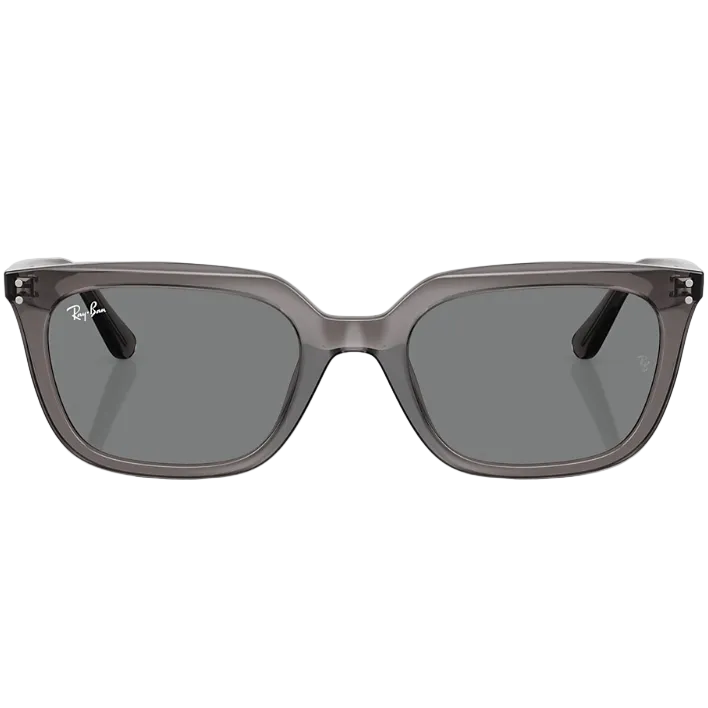 Ray Ban Men Square Frame Polished Transparent Lead Grey Sunglasses