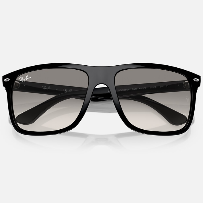 Ray Ban Men Square Frame Shiny Dusty Black Sunglasses