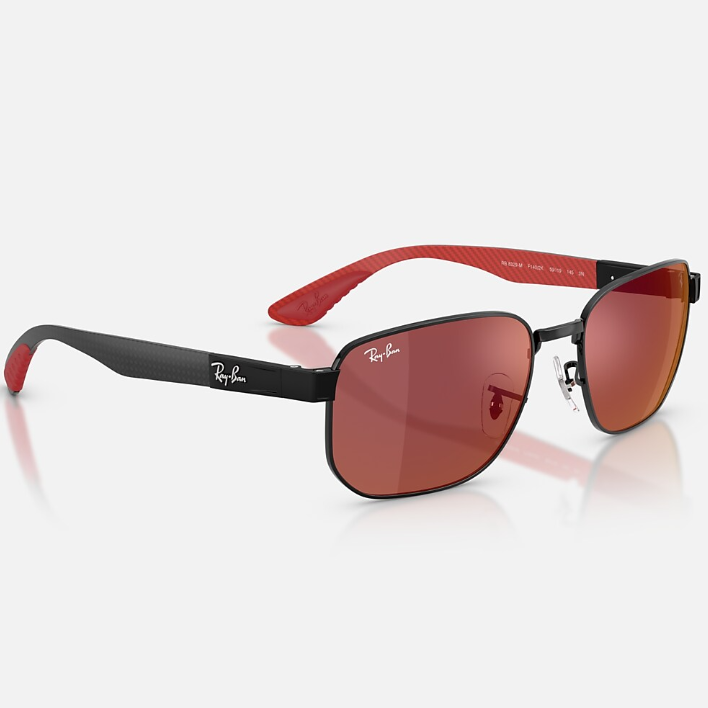 Ray Ban Men Irregular Frame Polished Red Sunglasses