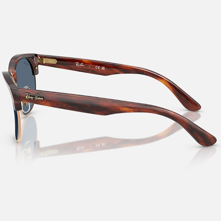 Ray Ban Men Square Frame Polished Striped Havana On Rose Gold Sunglasse
