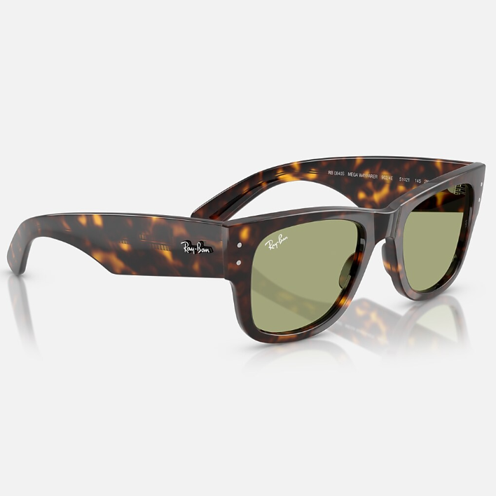 Ray Ban Men Square Frame Shiny Polished Havana Sunglasses