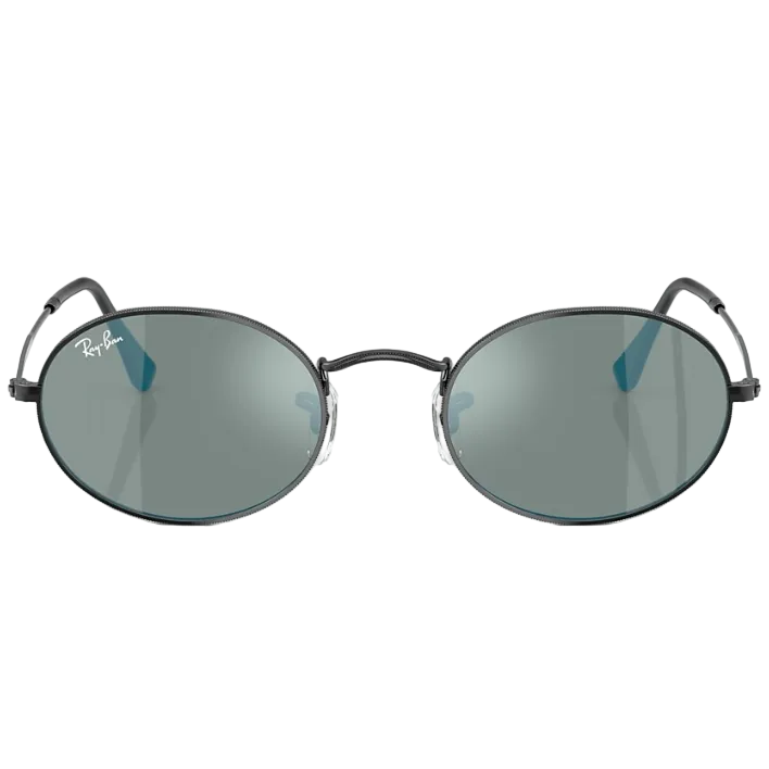 Ray Ban Men Oval Frame Deep Black Sunglasses