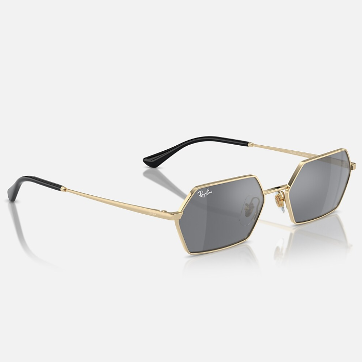 Ray Ban Men Irregular Frame Polished Light Gold Sunglasses