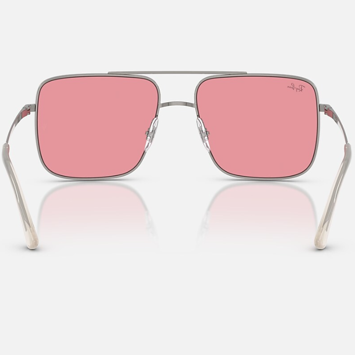 Ray Ban Men Square Frame Shiny Metallic Gunmetal Sunglasses