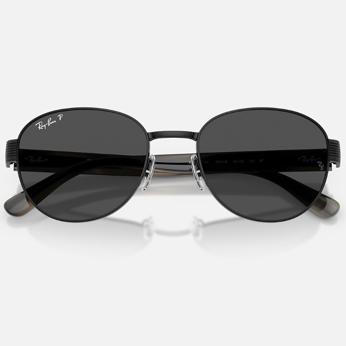 Ray Ban Men Square Frame Shiny Coal Black Sunglasses