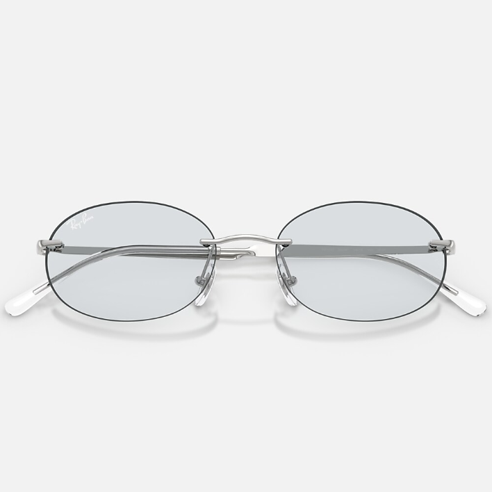 Ray Ban Men Oval Frame Light Silver Sunglasses