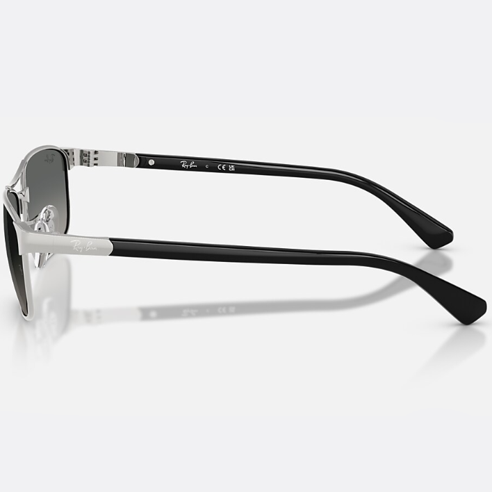 Ray Ban Men Irregular Frame Shiny Silver Sunglasses