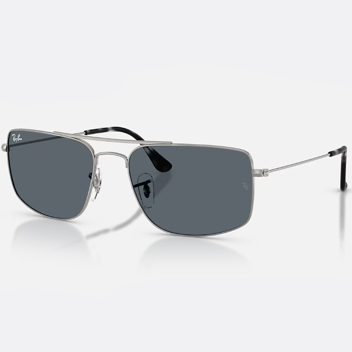 Ray Ban Men Square Frame Polished Gunmetal Sunglasses