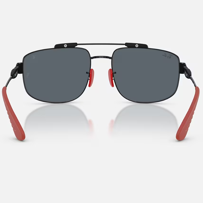 Ray Ban Men Square Frame Polished Red Sunglasses