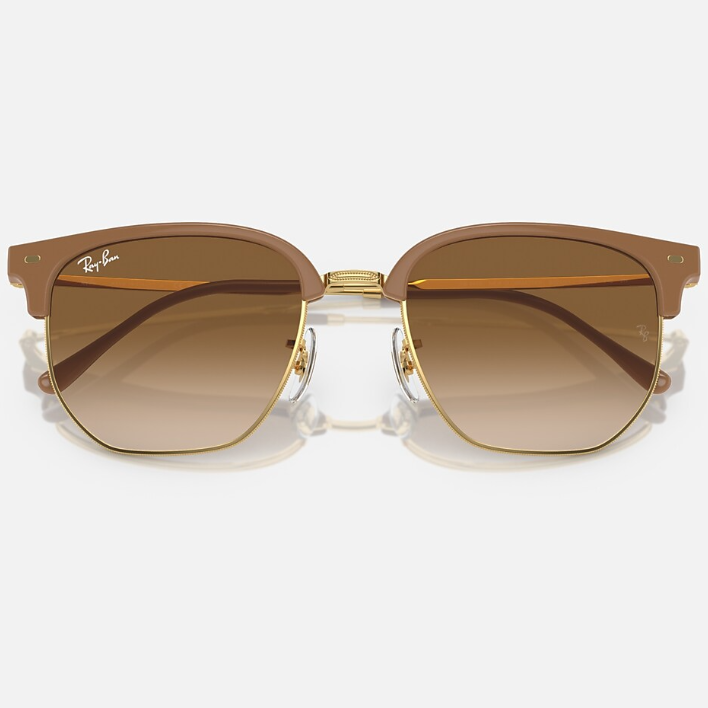 Ray Ban Men Irregular Frame Polished Beige On Gold Sunglasses