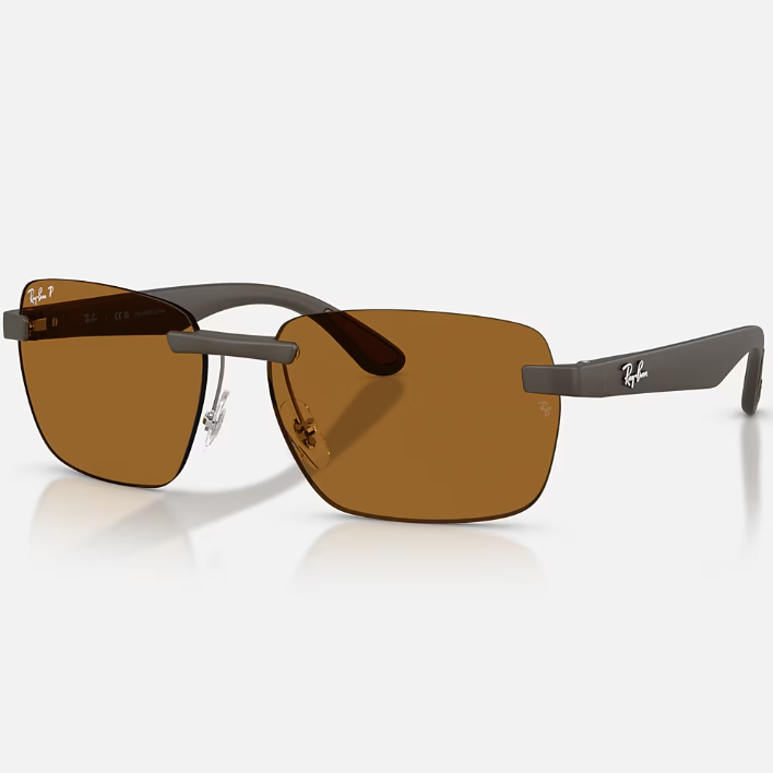 Ray Ban Men Irregular Frame Matte Sand Brown Sunglasses