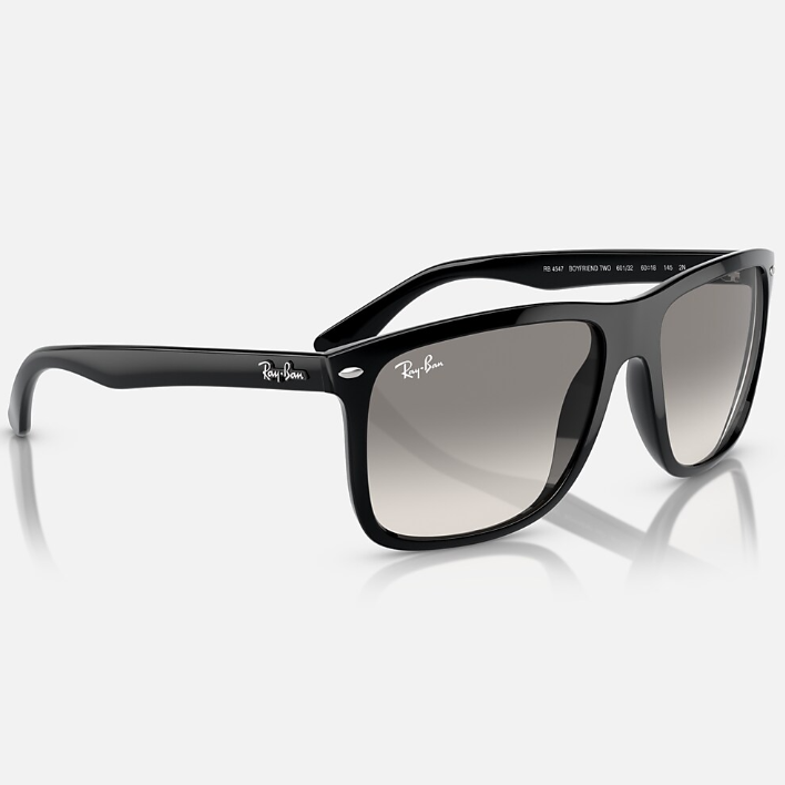 Ray Ban Men Square Frame Shiny Dusty Black Sunglasses