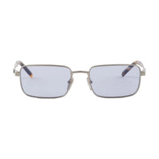 Prada Men Rectangular Frame Brushed Steel Sunglasses