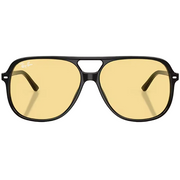 Ray Ban Men Round Square Frame Polished Black Sunglasses
