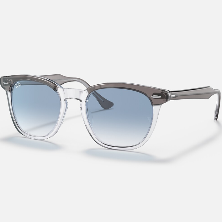 Ray Ban Men Square Frame Polished Grey On Transparent Sunglasses