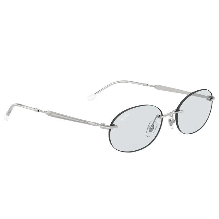 Ray Ban Men Oval Frame Light Silver Sunglasses