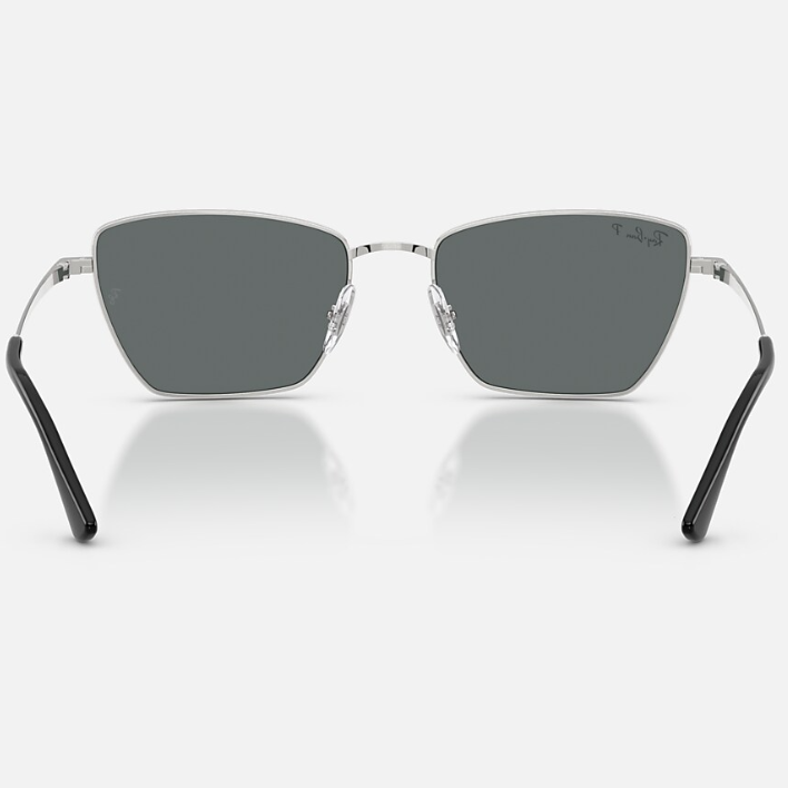 Ray Ban Women Irregular Frame Polished Shiny Silver Sunglasses