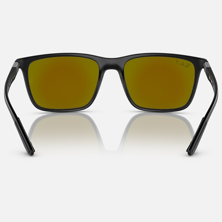 Ray Ban Men Rectangle Frame Polished Matte Black Sunglasses