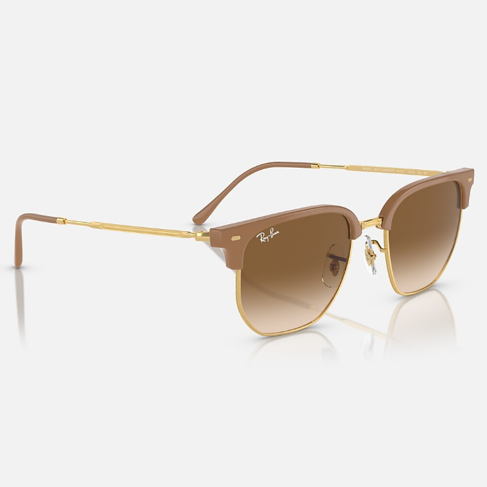 Ray Ban Men Irregular Frame Polished Beige On Gold Sunglasses