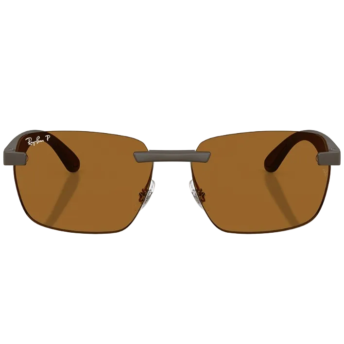 Ray Ban Men Irregular Frame Matte Sand Brown Sunglasses